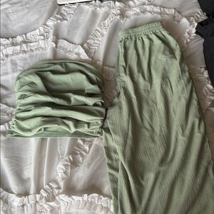 SHEIN Green Wide Leg Pants & Top Set